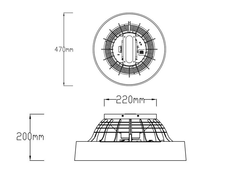 LED Deckenleuchte FARSUND mit Ventilator & Fernbedienung, Stoff Grau Ø 47cm