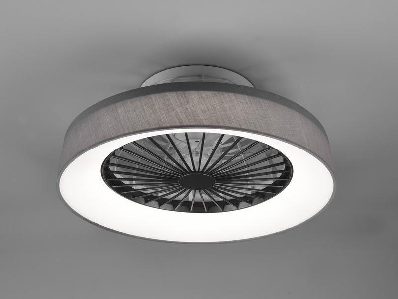 LED Deckenleuchte FARSUND mit Ventilator & Fernbedienung, Stoff Grau Ø 47cm