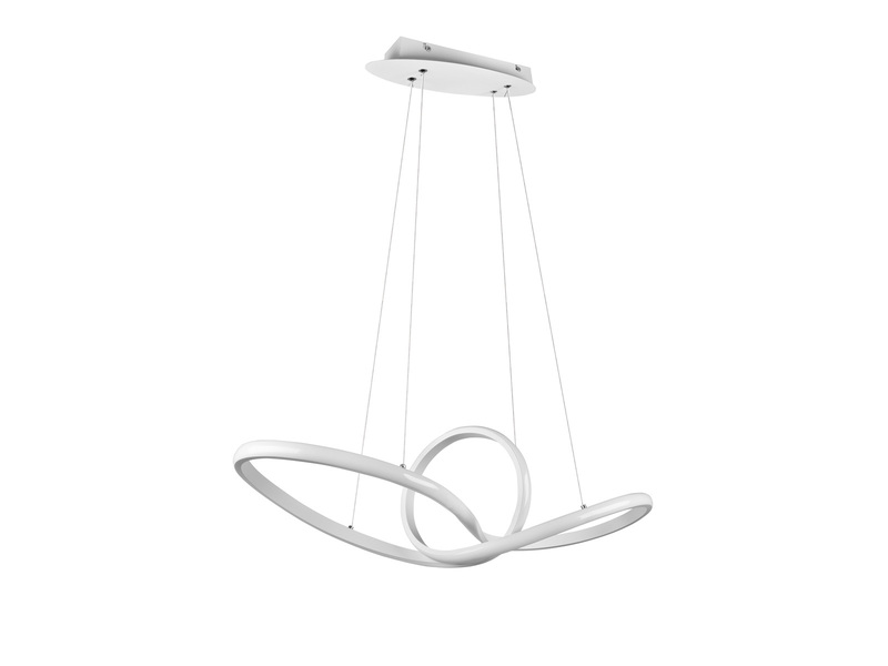 Moderne LED Pendelleuchte SANSA dimmbar, Weiß geschwungen, Breite 80cm