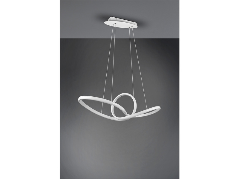 Moderne LED Pendelleuchte SANSA dimmbar, Weiß geschwungen, Breite 80cm