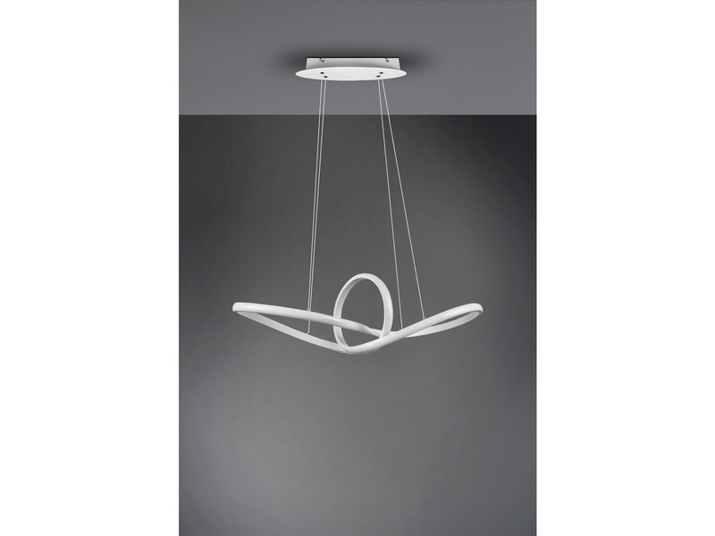 Moderne LED Pendelleuchte SANSA dimmbar, Weiß geschwungen, Breite 80cm