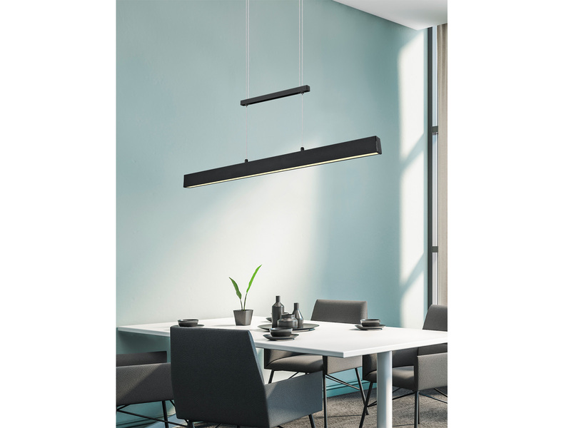 LED Pendelleuchte PAROS Schwarz dimmbar & höhenverstellbar bis 150cm, B: 90cm