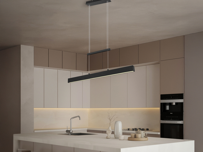 LED Pendelleuchte PAROS Schwarz dimmbar & höhenverstellbar, Breite 90cm