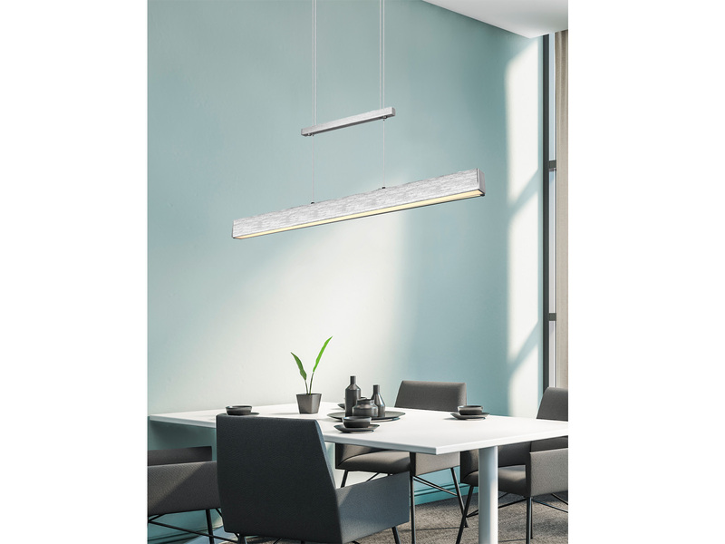 LED Pendelleuchte PAROS Silber dimmbar & höhenverstellbar bis 150cm, B: 90cm