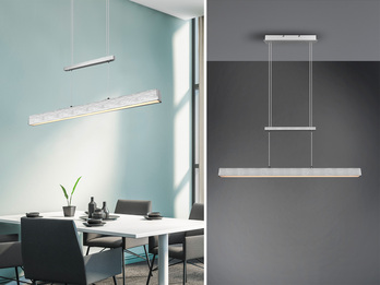 LED Pendelleuchte PAROS Silber dimmbar & höhenverstellbar bis 150cm, B: 90cm