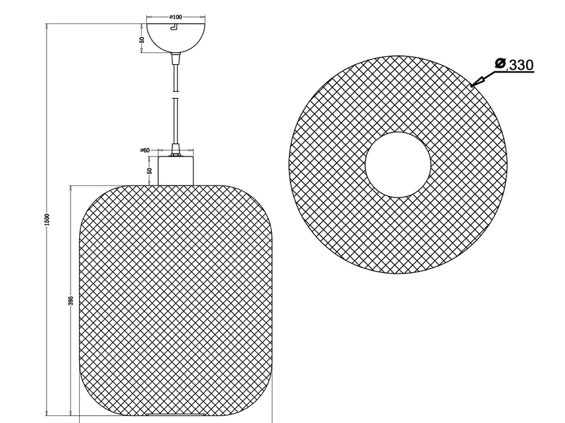 LED Pendelleuchte 1 flammig Metall Gitterschirm schwarz Ø 33cm