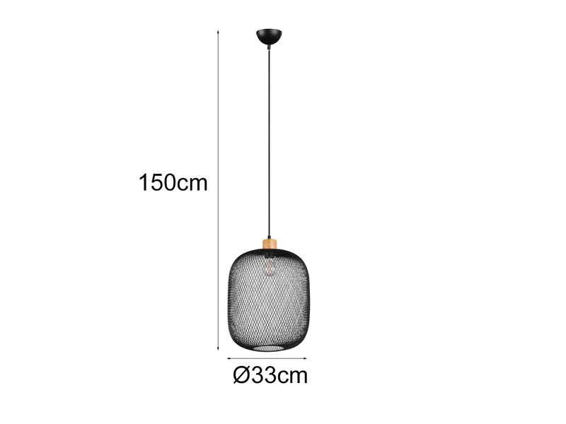 LED Pendelleuchte 1 flammig Metall Gitterschirm schwarz Ø 33cm