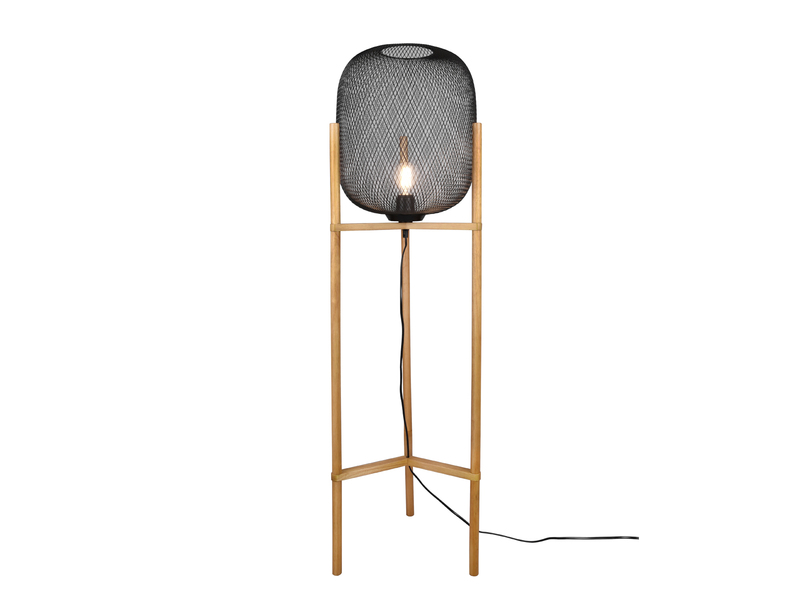LED Stehleuchte Metall Gitterlampe Schwarz, Höhe 123cm Ø38cm