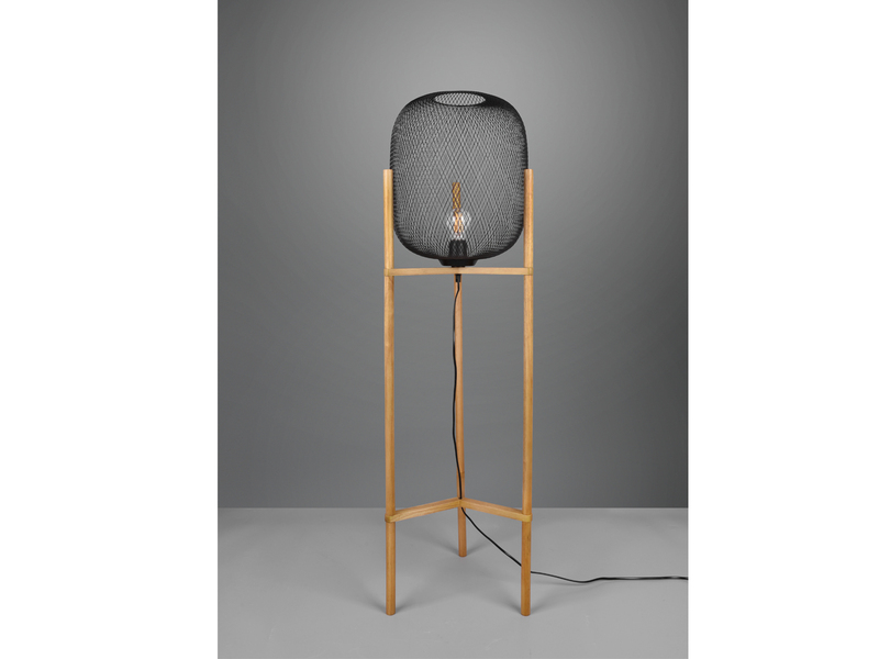 LED Stehleuchte Metall Gitterlampe Schwarz, Höhe 123cm Ø38cm
