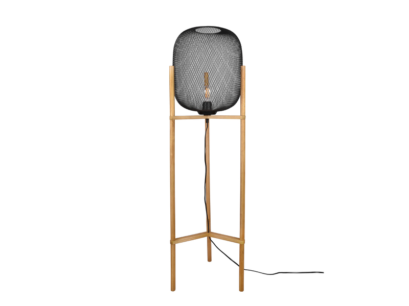 LED Stehleuchte Metall Gitterlampe Schwarz, Höhe 123cm Ø38cm