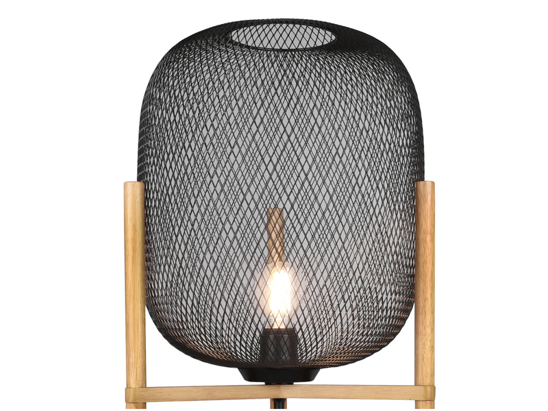 LED Stehleuchte Metall Gitterlampe Schwarz, Höhe 123cm Ø38cm