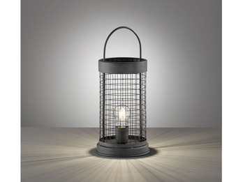 Tischlampe TIANA 44cm groß - Gitterlampe Grau Design Laterne