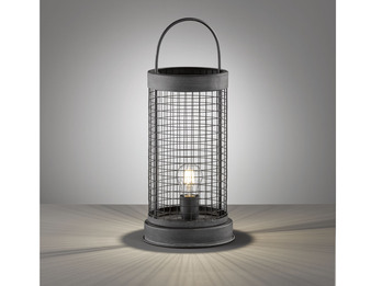 Große Tischleuchte TIANA 52cm - Gitterlampe Bodenlampe Grau
