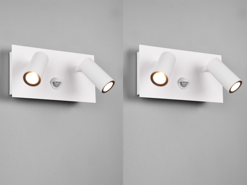 LED Außenwandleuchten 2er Set Strahler 2-flammig mit Bewegungsmelder in Weiß