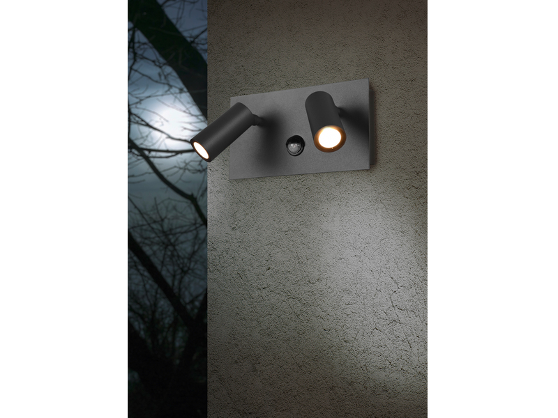 LED Außenwandleuchten 2er Set Strahler 2-flammig mit Bewegungsmelder Anthrazit