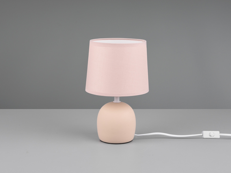 LED Tischleuchte Keramikfuß & Stoffschirm Beige, Höhe 26cm
