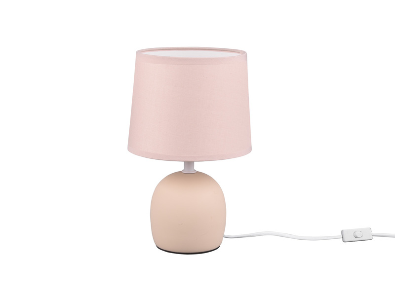 LED Tischleuchte Keramikfuß & Stoffschirm Beige, Höhe 26cm
