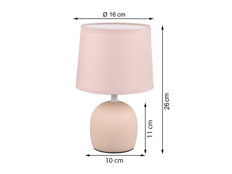 LED Tischleuchte Keramikfuß & Stoffschirm Beige, Höhe 26cm