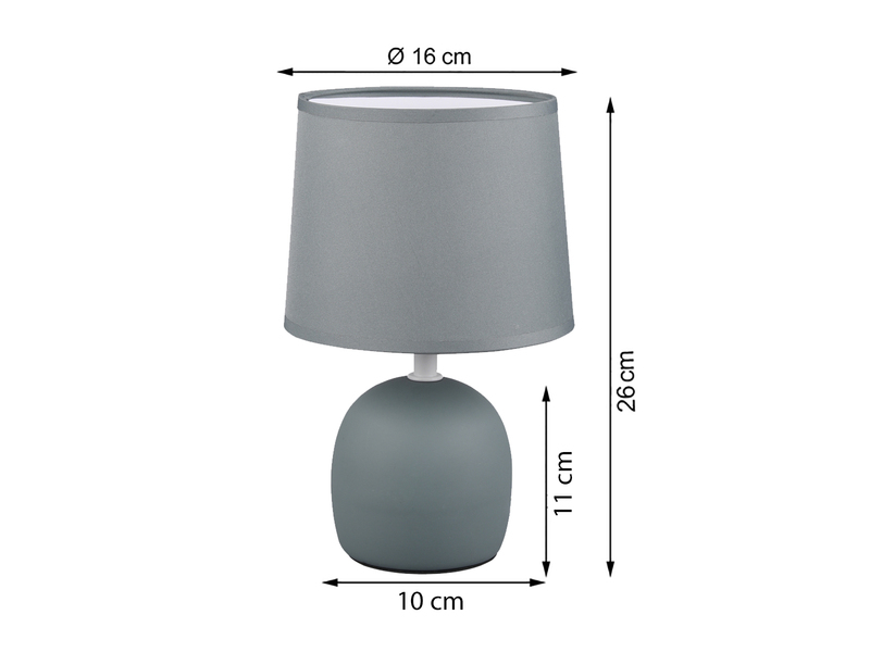 LED Tischleuchte Keramikfuß & Stoffschirm Oliv-Grün, Höhe 26cm