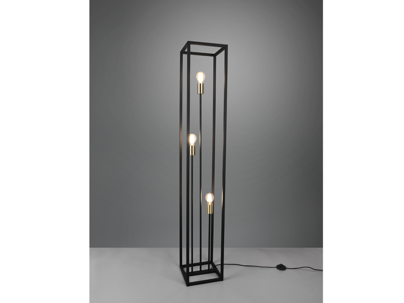 LED Stehleuchte Säule Metall Schwarz im Industrial Style, Höhe 153cm