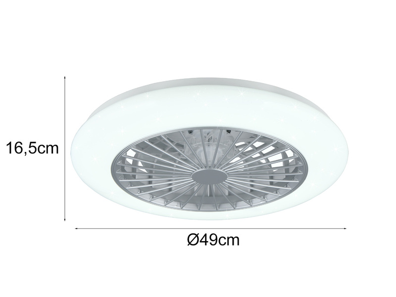 Deckenleuchte mit Ventilator dimmbar Fernbedienung & Wandhalterung Ø50cm