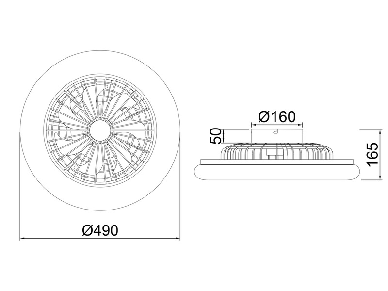 Deckenleuchte mit Ventilator dimmbar Fernbedienung & Wandhalterung Ø50cm