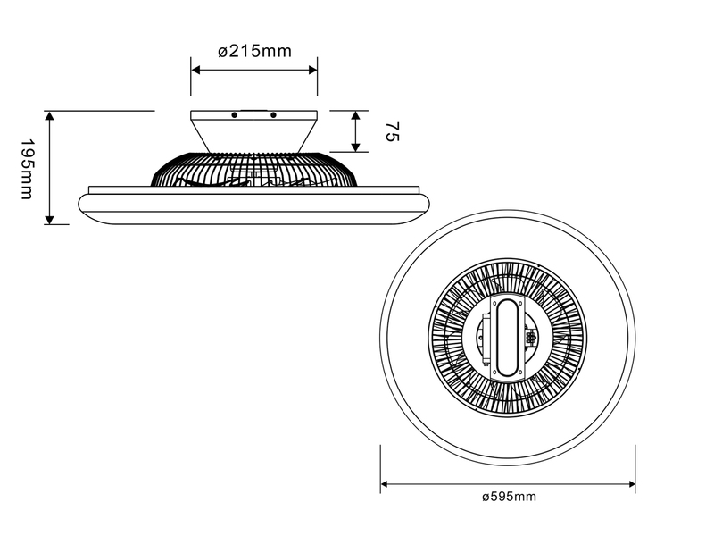 Deckenleuchte mit Ventilator 59cm Fernbedienung, dimmbar, Sternenhimmel