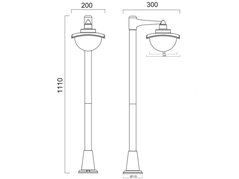 Wegeleuchte DONEZ in Anthrazit, Höhe 110cm, IP44