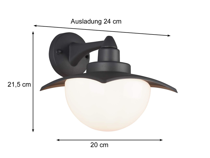 LED Außenwandleuchte in Anthrazit, Höhe 21,5cm, IP44