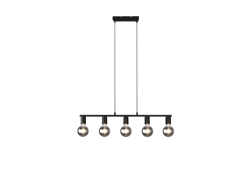 Pendelleuchte VANNES 5 flammig Metall Schwarz, Breite 82cm
