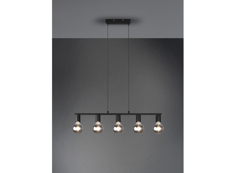 Pendelleuchte VANNES 5 flammig Metall Schwarz, Breite 82cm