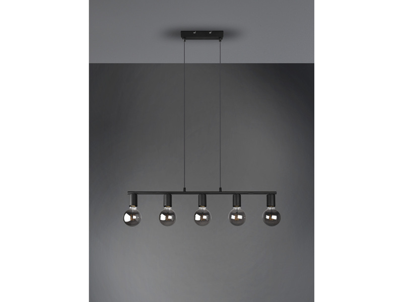 Pendelleuchte VANNES 5 flammig Metall Schwarz, Breite 82cm