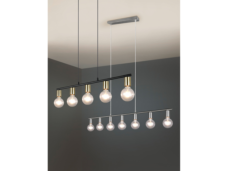 Pendelleuchte VANNES 5 flammig Metall Schwarz, Breite 82cm