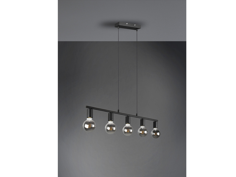 Pendelleuchte VANNES 5 flammig Metall Schwarz, Breite 82cm