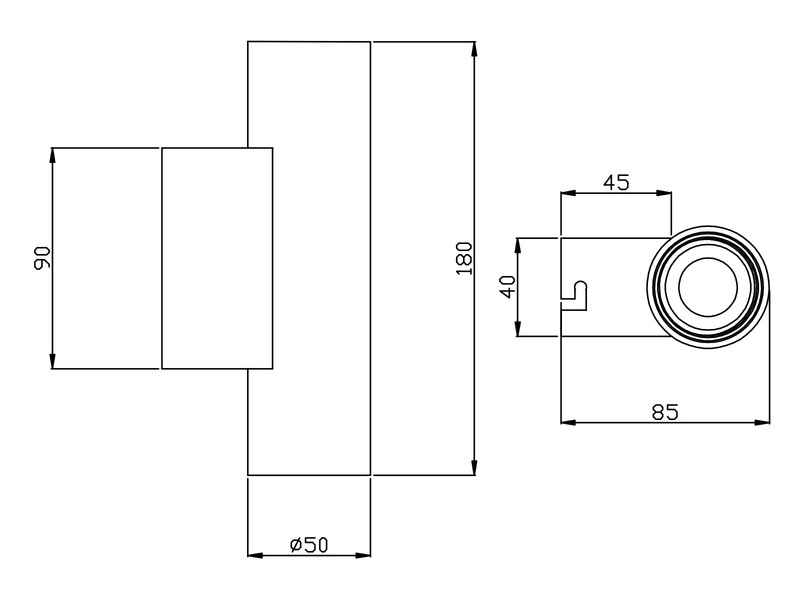 LED Wandleuchte Schwarz dimmbar 2 Flammig, Up and Down Light, Höhe 18cm