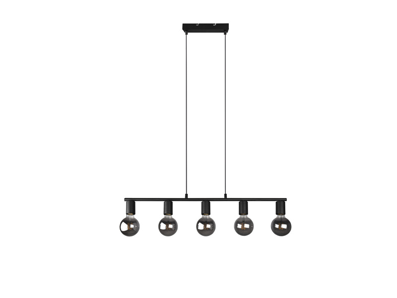 LED Pendelleuchte 5 flammig Metall Schwarz, Breite 82cm