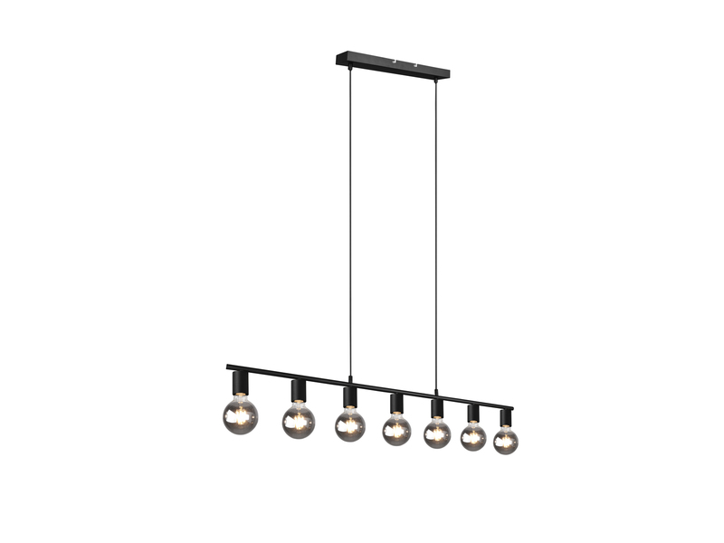 LED Pendelleuchte Schwarz dimmbar 7 Flammig, Balken 110cm breit