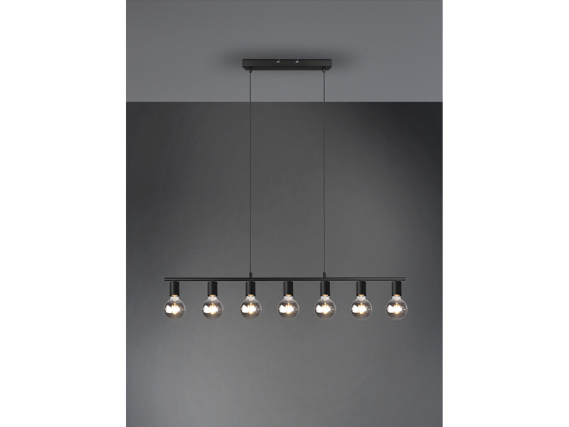 LED Pendelleuchte Schwarz dimmbar 7 Flammig, Balken 110cm breit