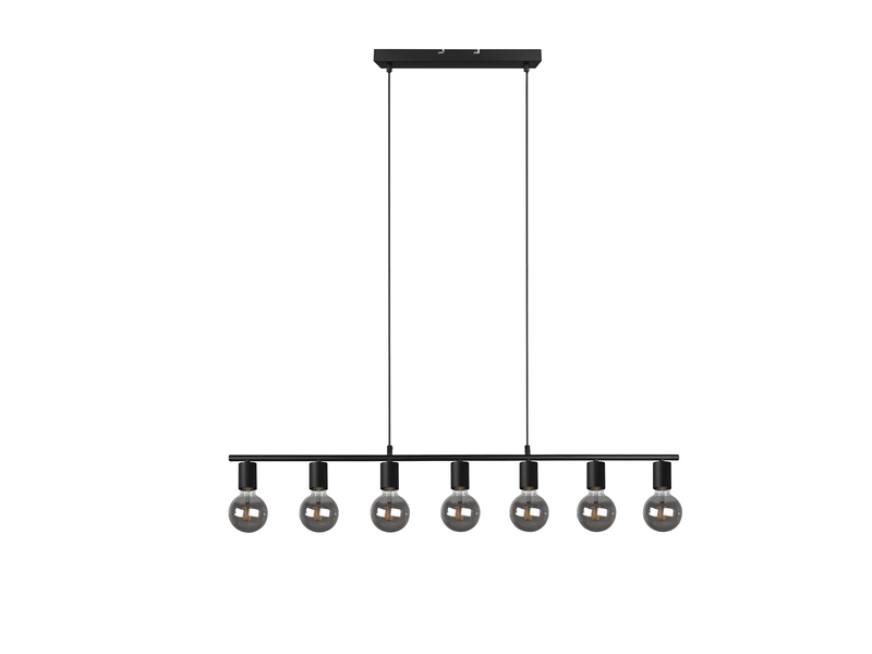 LED Pendelleuchte Schwarz dimmbar 7 Flammig, Balken 110cm breit