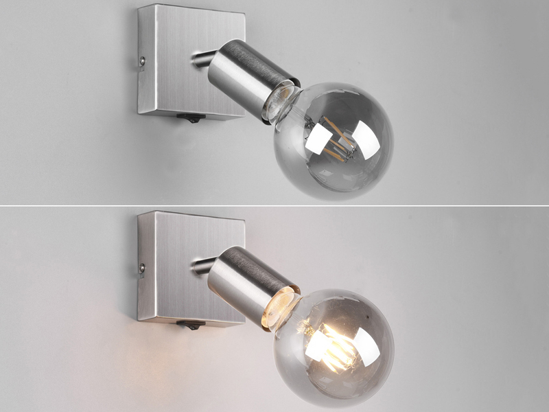 LED Wandstrahler Spot Silber mit Schalter, Breite 9cm