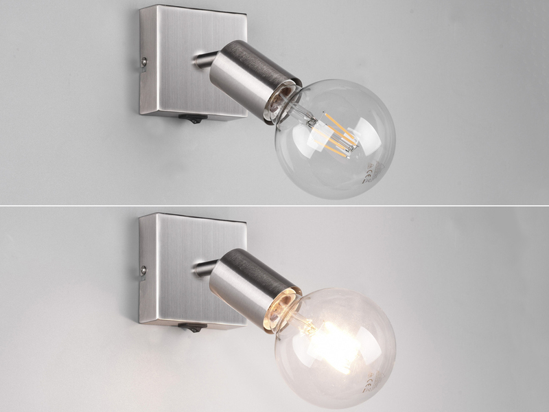 LED Wandstrahler Spot Silber mit Schalter, Breite 9cm