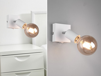 LED Wandstrahler Spot Weiß mit Schalter, Breite 9cm