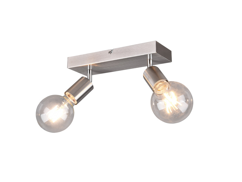 LED Deckenstrahler Silber, Balken 2-flammig dimmbar, Breite 26cm