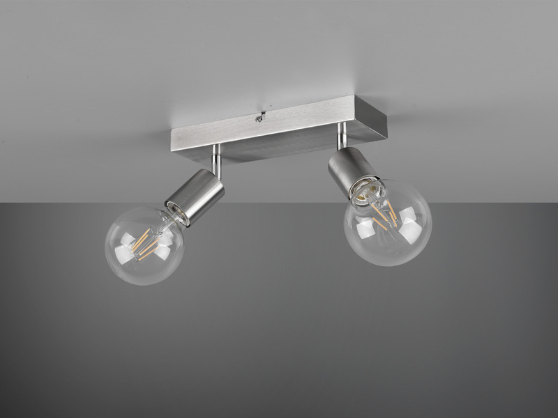 LED Deckenstrahler Silber, Balken 2-flammig dimmbar, Breite 26cm