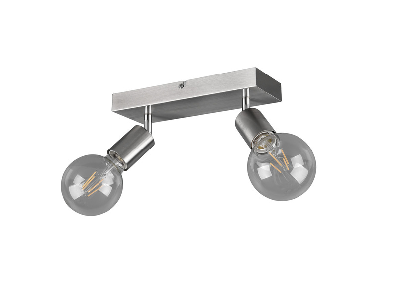 LED Deckenstrahler Silber, Balken 2-flammig dimmbar, Breite 26cm