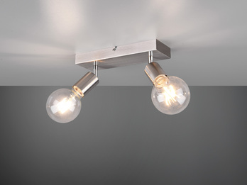 LED Deckenstrahler Silber, Balken 2-flammig dimmbar, Breite 26cm