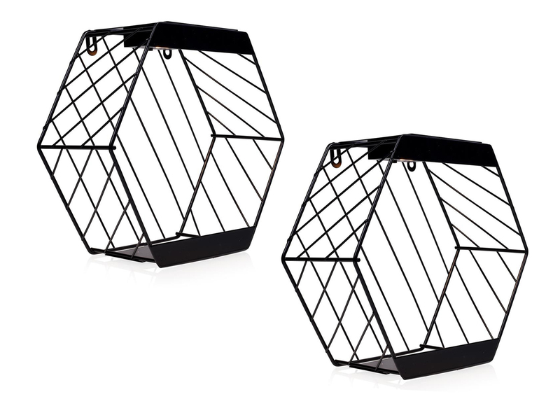 2er Set Solar Wandleuchten für Pflanzen aus Stahl Gitter in Schwarz, Höhe 25,5cm