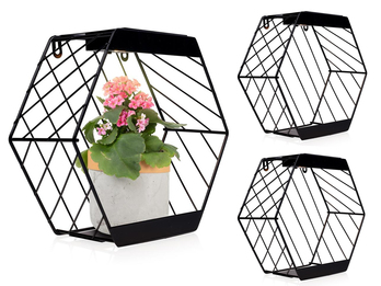 2er Set Solar Wandleuchten für Pflanzen aus Stahl Gitter in Schwarz, Höhe 25,5cm