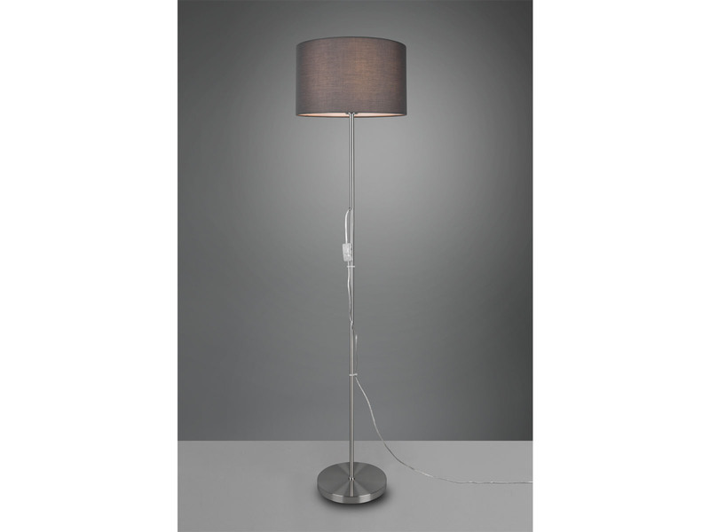 Stehleuchte TARKIN klassisch Silber Stoffschirm Grau - Höhe 160cm