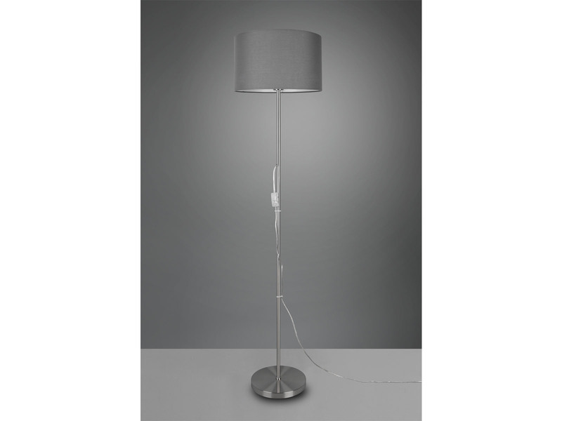 Stehleuchte TARKIN klassisch Silber Stoffschirm Grau - Höhe 160cm